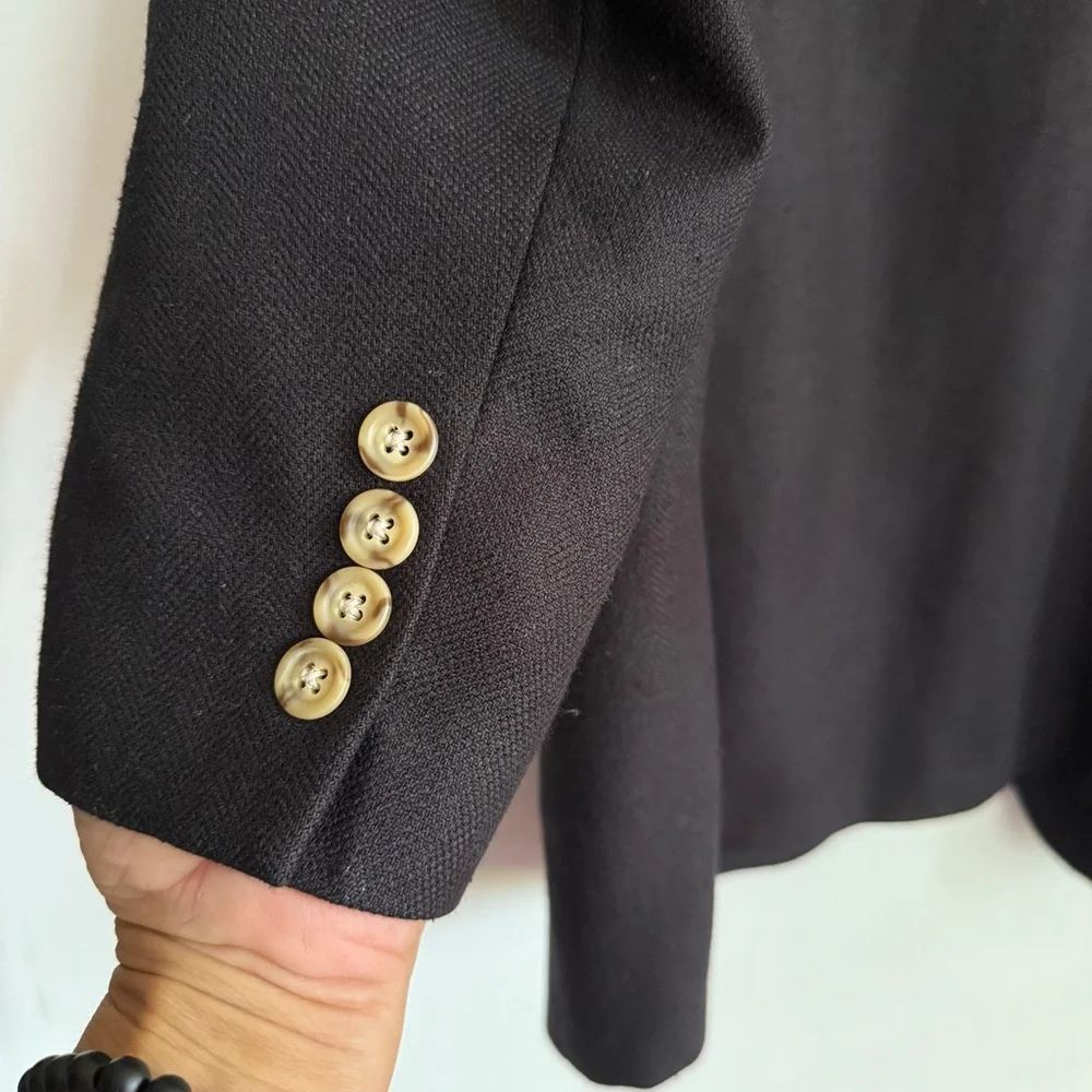 RALPH Ralph Lauren Black Silk Wool‎ 3 Button Blazer Sport Coat 42T Preppy Casual